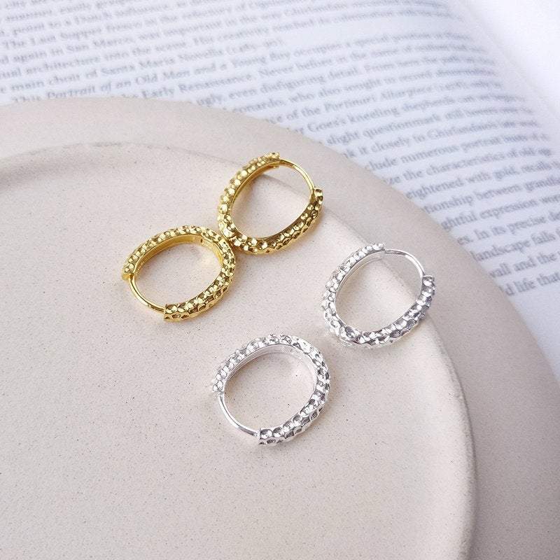 Sterling Silver Hammered Hoops, Hoop Earrings, Huggie Hoop Earrings, 18k Gold Plated Hoop, Minimalist Gold Hoop Earrings, Gift For Her LATUKI