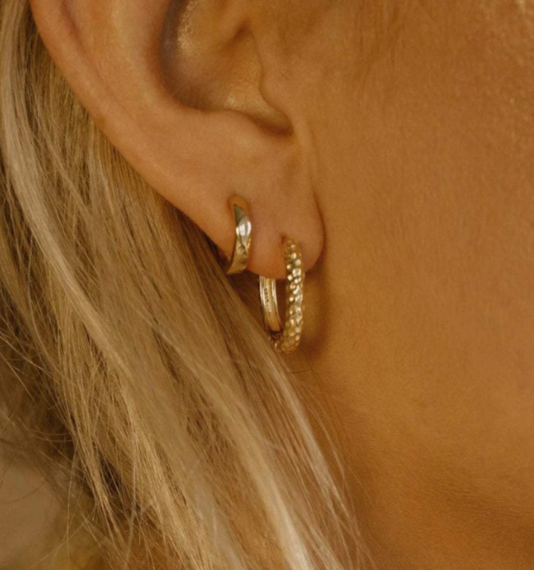 Sterling Silver Hammered Hoops, Hoop Earrings, Huggie Hoop Earrings, 18k Gold Plated Hoop, Minimalist Gold Hoop Earrings, Gift For Her LATUKI