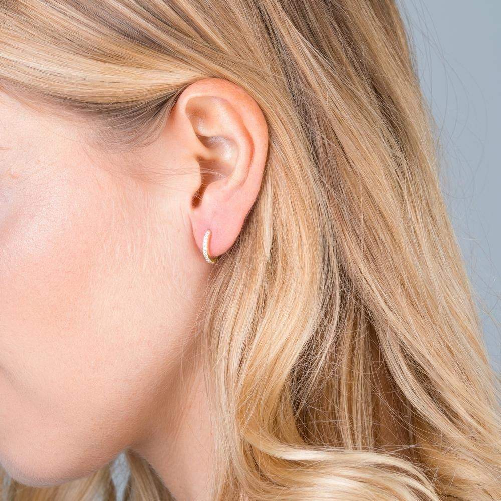 Sterling Silver Huggie Hoop Earrings, tragus hoop, gold conch hoop, cartilage hoop, hoop earrings, silver pave ring hoop, small helix hoop LATUKI