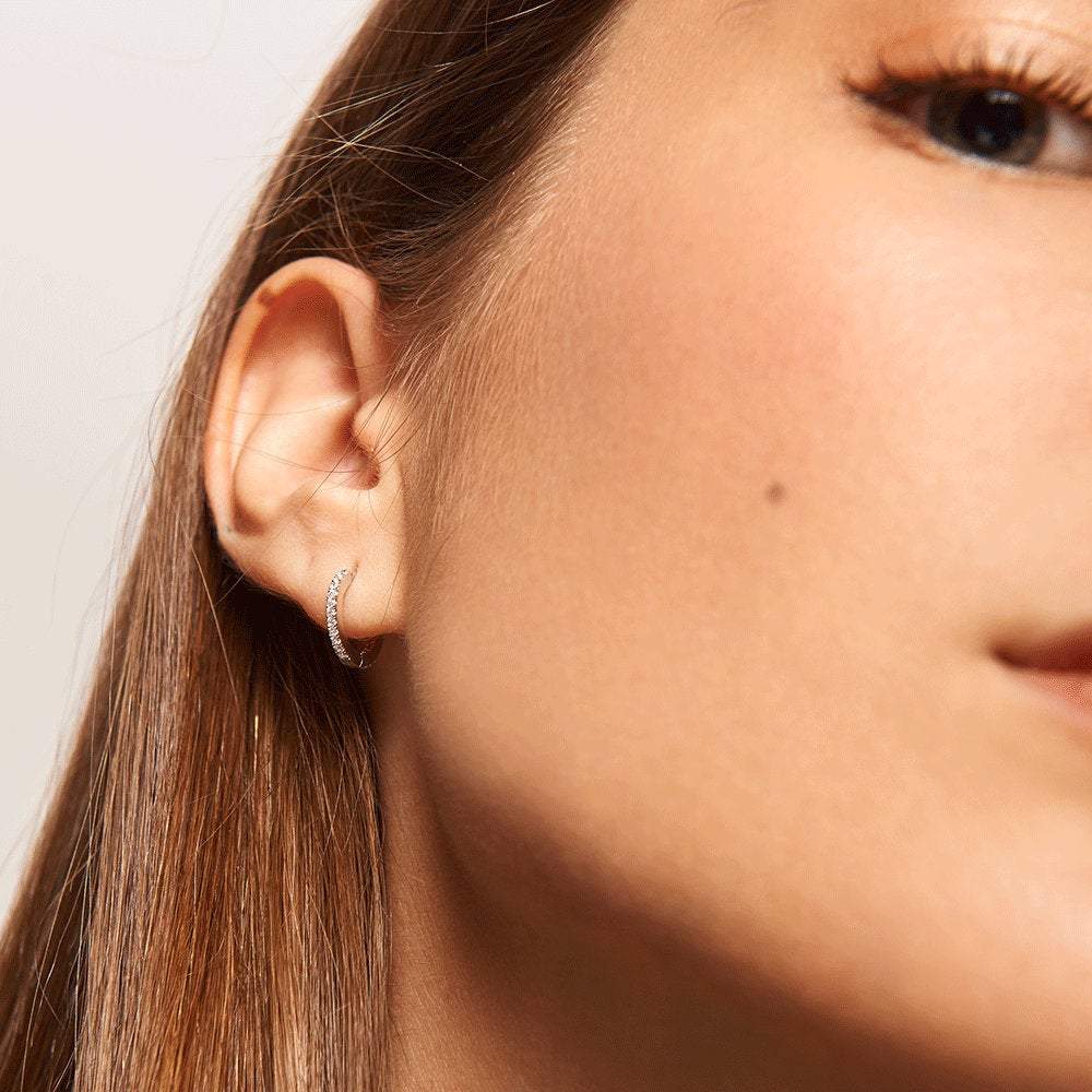 Sterling Silver Huggie Hoop Earrings, tragus hoop, gold conch hoop, cartilage hoop, hoop earrings, silver pave ring hoop, small helix hoop LATUKI