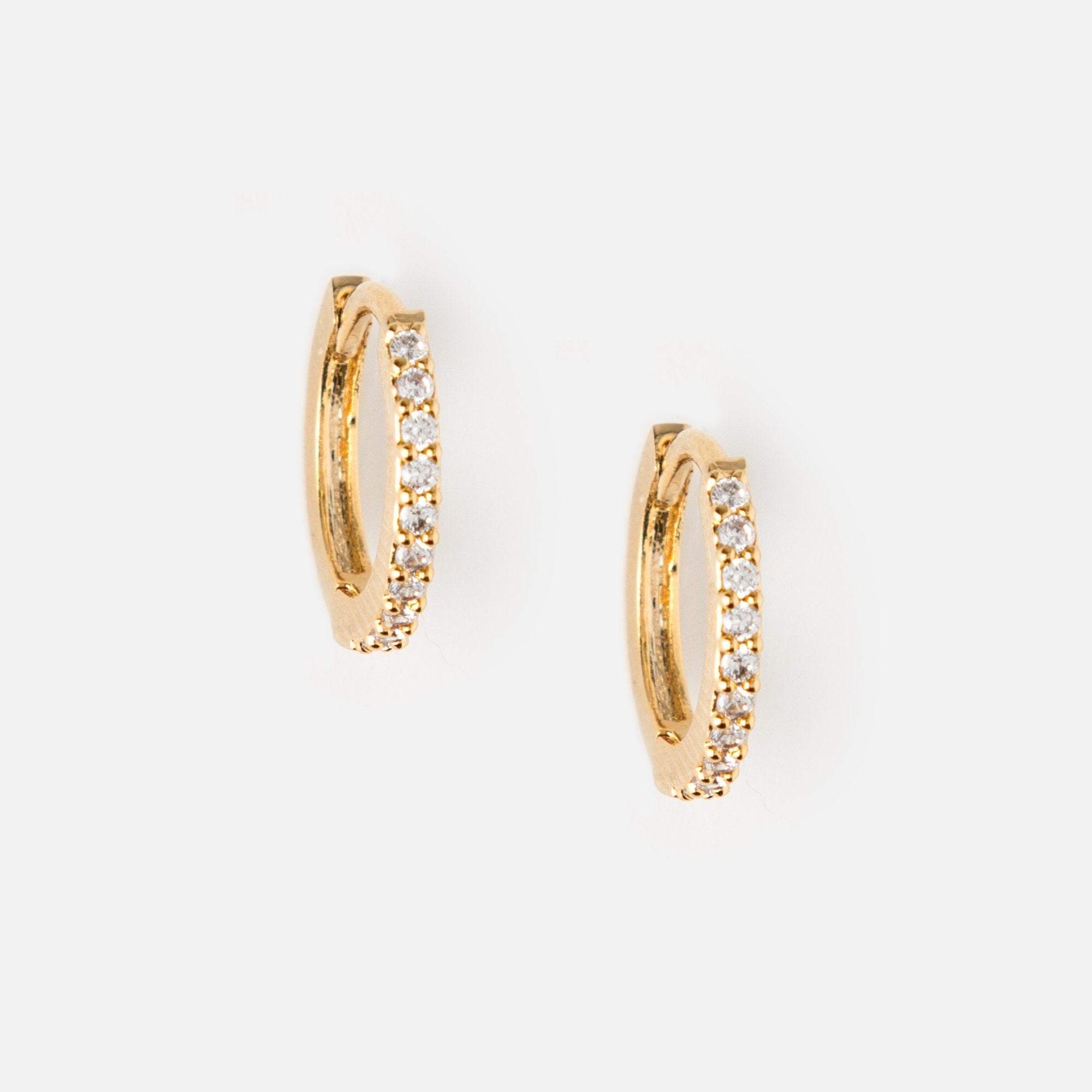 Sterling Silver Huggie Hoop Earrings, tragus hoop, gold conch hoop, cartilage hoop, hoop earrings, silver pave ring hoop, small helix hoop LATUKI