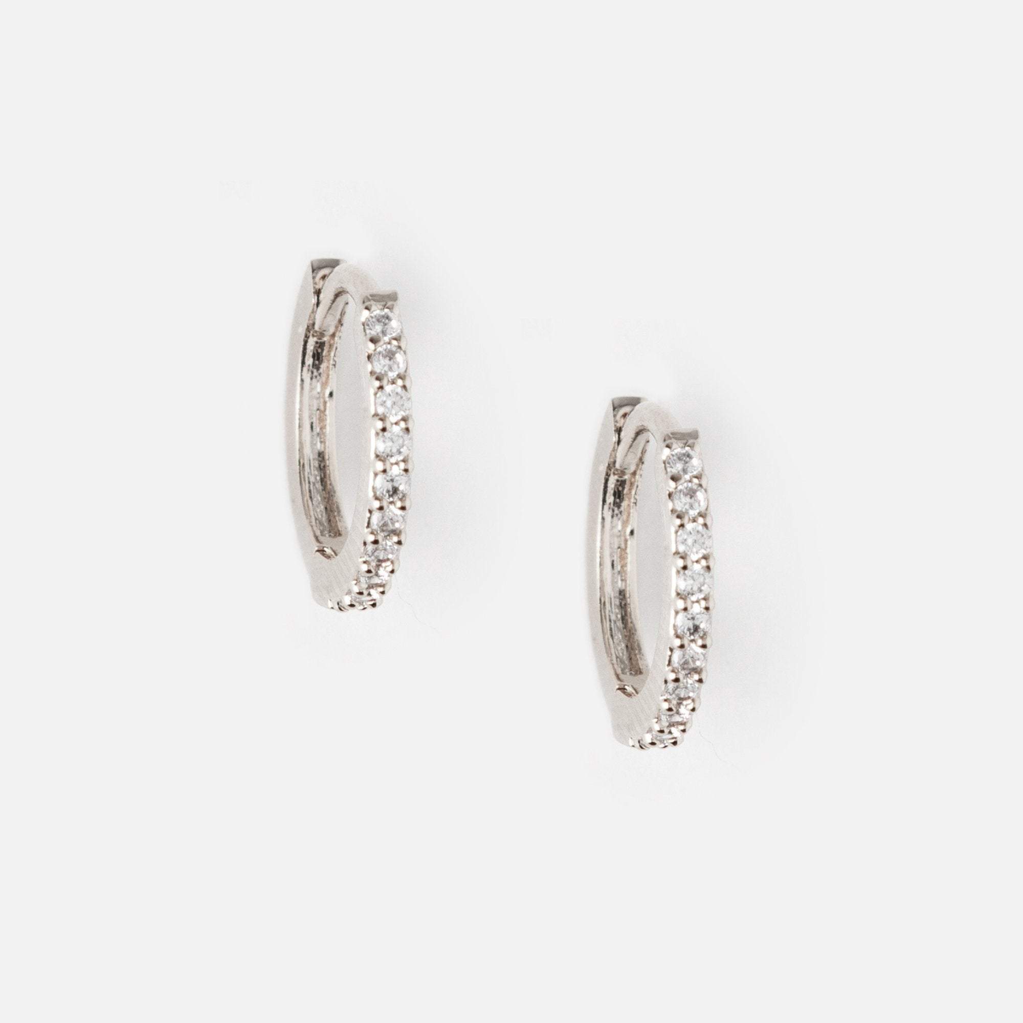 Sterling Silver Huggie Hoop Earrings, tragus hoop, gold conch hoop, cartilage hoop, hoop earrings, silver pave ring hoop, small helix hoop LATUKI