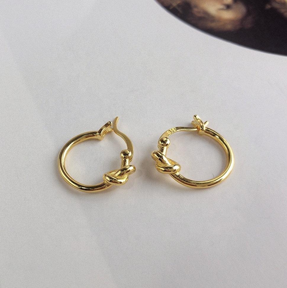 Sterling Silver Knot Hoops, 18k Gold Plated Hoop, 925 Silver Twisted Hoop, Gold Hoop Earrings, Dainty Minimalist Hoops, Gift For Her LATUKI