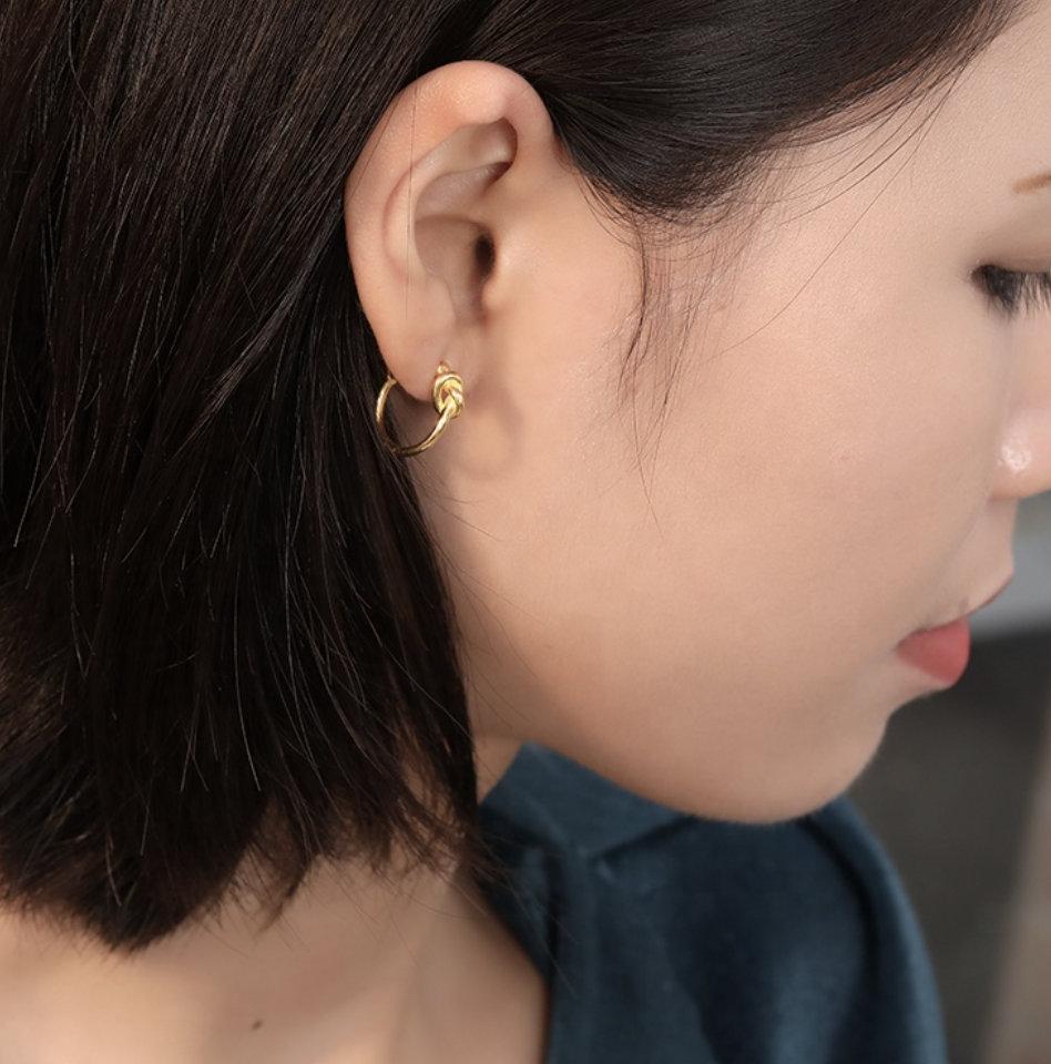 Sterling Silver Knot Hoops, 18k Gold Plated Hoop, 925 Silver Twisted Hoop, Gold Hoop Earrings, Dainty Minimalist Hoops, Gift For Her LATUKI