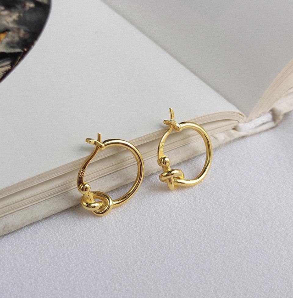 Sterling Silver Knot Hoops, 18k Gold Plated Hoop, 925 Silver Twisted Hoop, Gold Hoop Earrings, Dainty Minimalist Hoops, Gift For Her LATUKI
