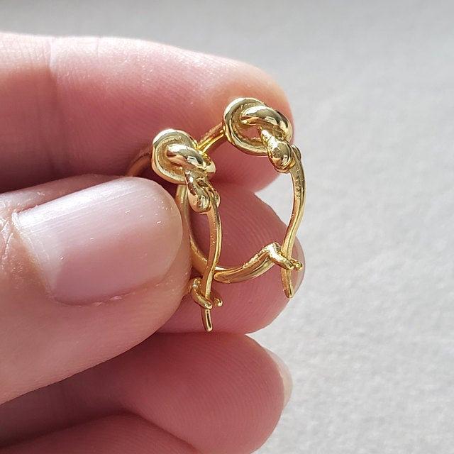 Sterling Silver Knot Hoops, 18k Gold Plated Hoop, 925 Silver Twisted Hoop, Gold Hoop Earrings, Dainty Minimalist Hoops, Gift For Her LATUKI