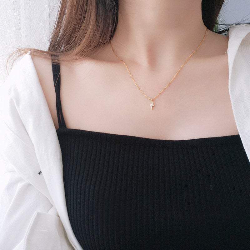 Sterling Silver Lightning Bolt Necklace, Lightning Necklace, Dainty Gold Necklace, Wizard Necklace, Spark Necklace, Cute Necklace, S925 Gift LATUKI