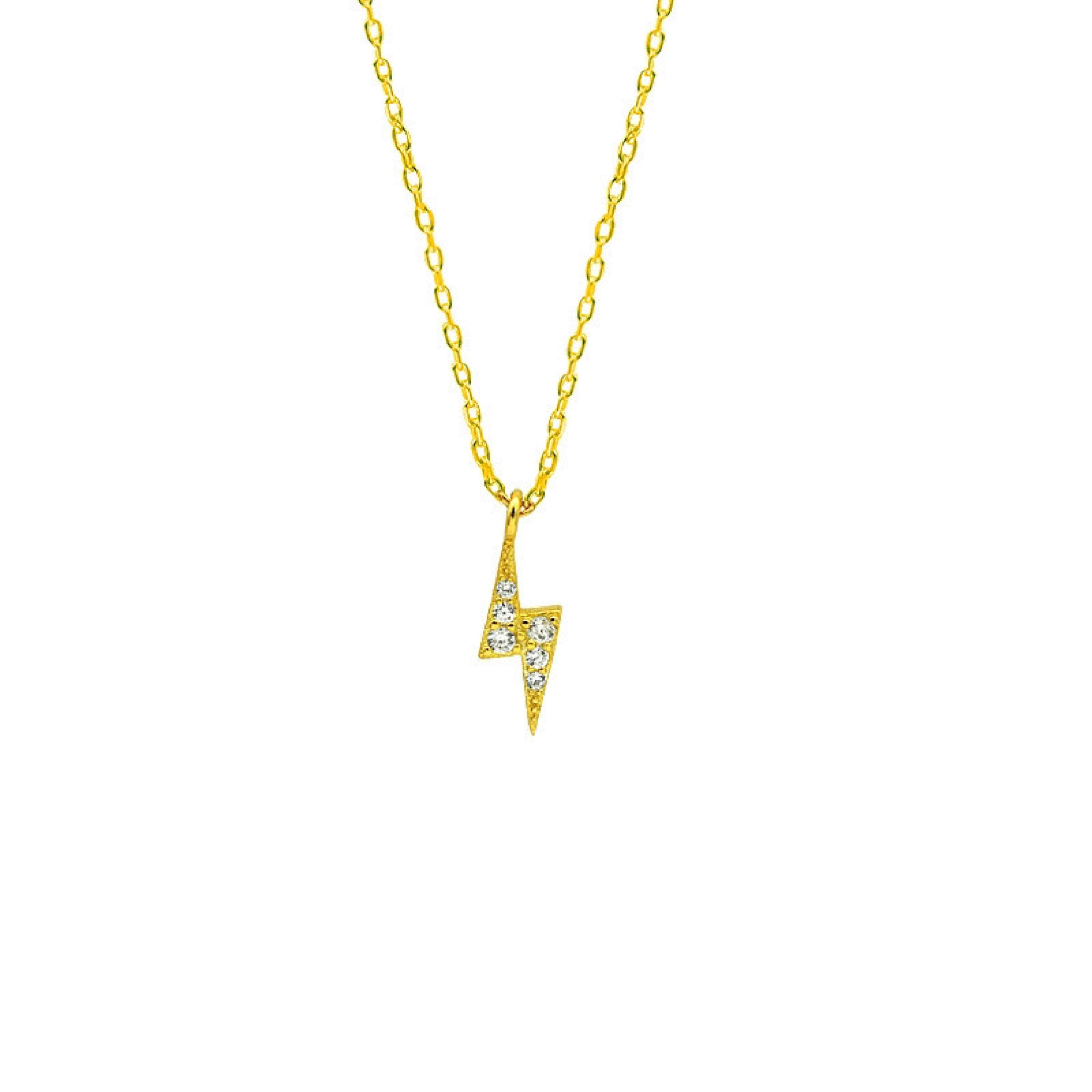 Sterling Silver Lightning Bolt Necklace, Lightning Necklace, Dainty Gold Necklace, Wizard Necklace, Spark Necklace, Cute Necklace, S925 Gift LATUKI