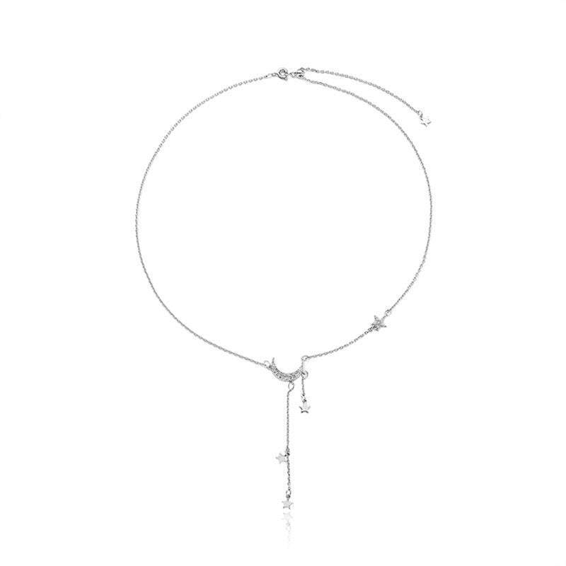 Sterling Silver Moon Necklace, Moon and Star Necklace, Celestial Jewelry, 925 Silver Necklace, Dainty Necklace, Charm Necklace, Gift For her LATUKI