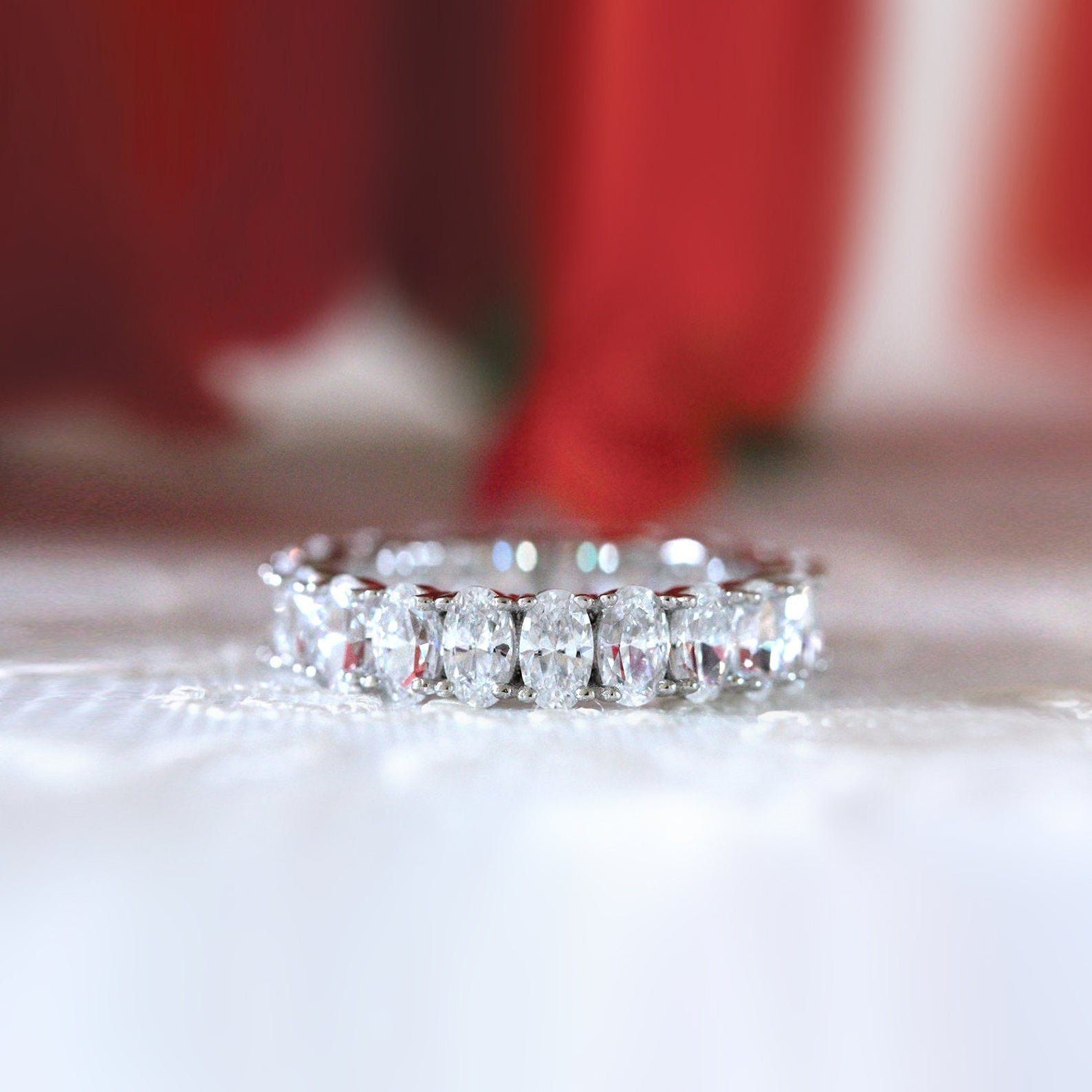 Sterling Silver Oval Cut Eternity Band, Eternity Ring, Stacking Ring, For Her, Wedding Band, Engagement Band, Diamond Ring Band, Silver Band LATUKI