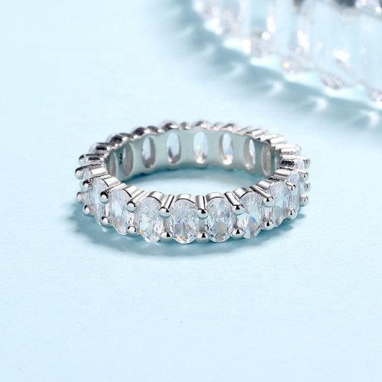 Sterling Silver Oval Cut Eternity Band, Eternity Ring, Stacking Ring, For Her, Wedding Band, Engagement Band, Diamond Ring Band, Silver Band LATUKI