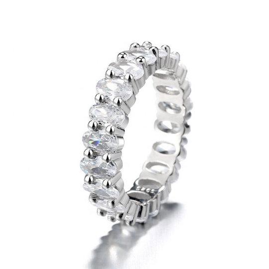 Sterling Silver Oval Cut Eternity Band, Eternity Ring, Stacking Ring, For Her, Wedding Band, Engagement Band, Diamond Ring Band, Silver Band LATUKI