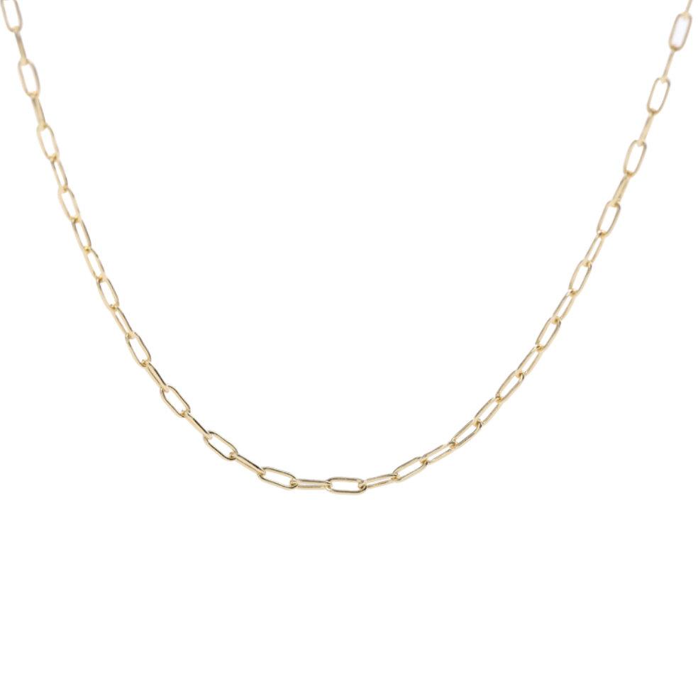 Sterling Silver Paperclip Chain Necklace, Dainty Gold Choker, Layering Necklace, Rectangle Chain Choker, Paperclip Necklace Gold, 925 Silver LATUKI