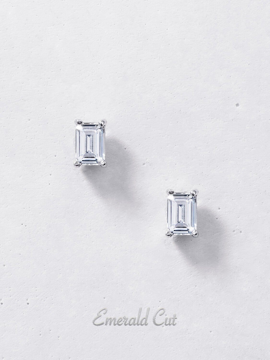 Sterling Silver Stud Earrings, Diamond Earrings Set, Dainty Studs, Tiny Stud Earrings, Small Stud Earring Set, Earring Studs, Gift For Her LATUKI Emerald Cut Pair