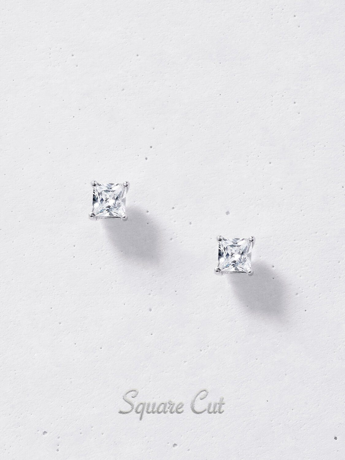 Sterling Silver Stud Earrings, Diamond Earrings Set, Dainty Studs, Tiny Stud Earrings, Small Stud Earring Set, Earring Studs, Gift For Her LATUKI Square Cut Pair