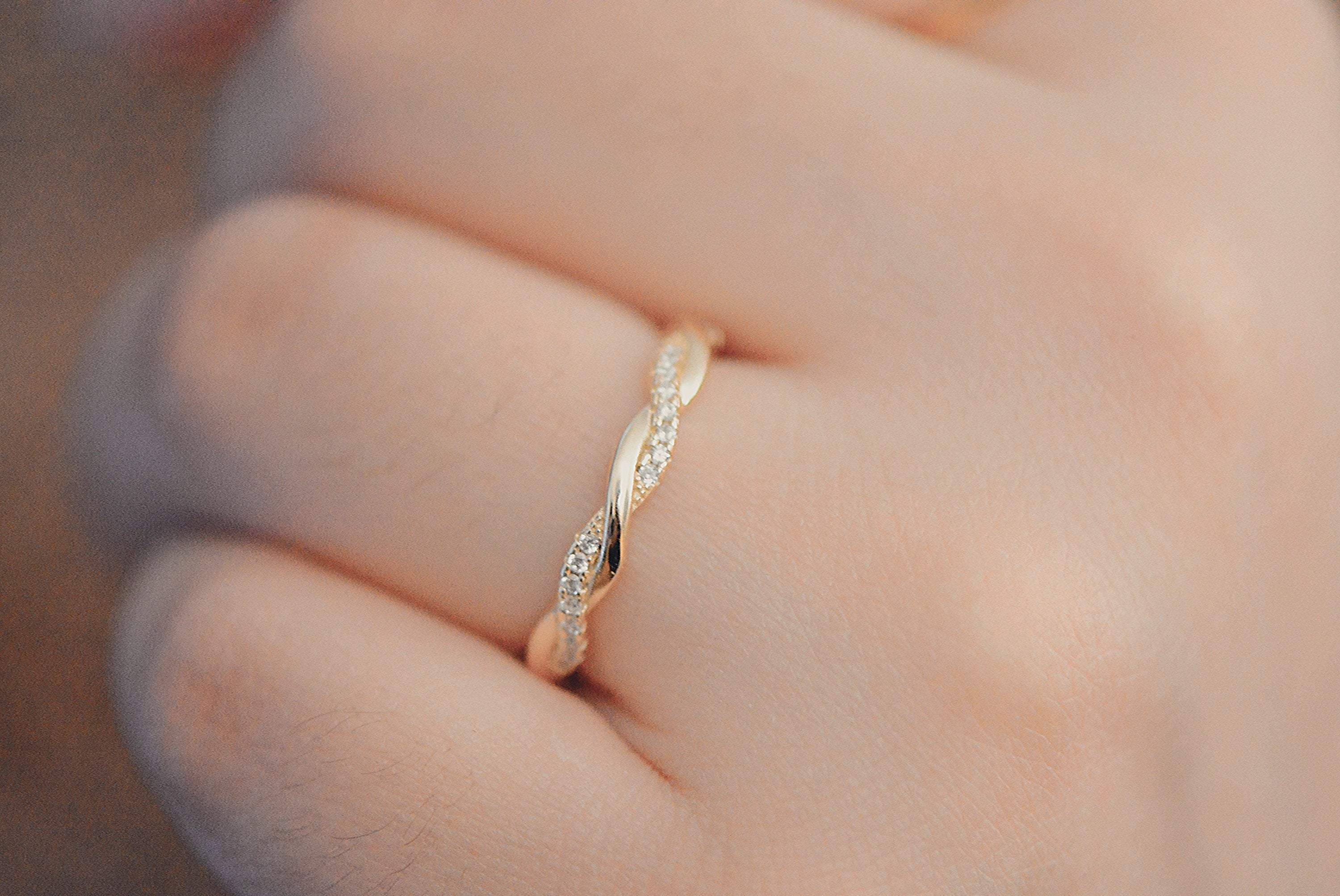 Sterling Silver Twisted Ring, 18K Gold, Twist Ring, Stacking Ring, Weaving Braid Ring, Twist Vine Ring, CZ Ring, Double Twist Ring,Rope Ring LATUKI