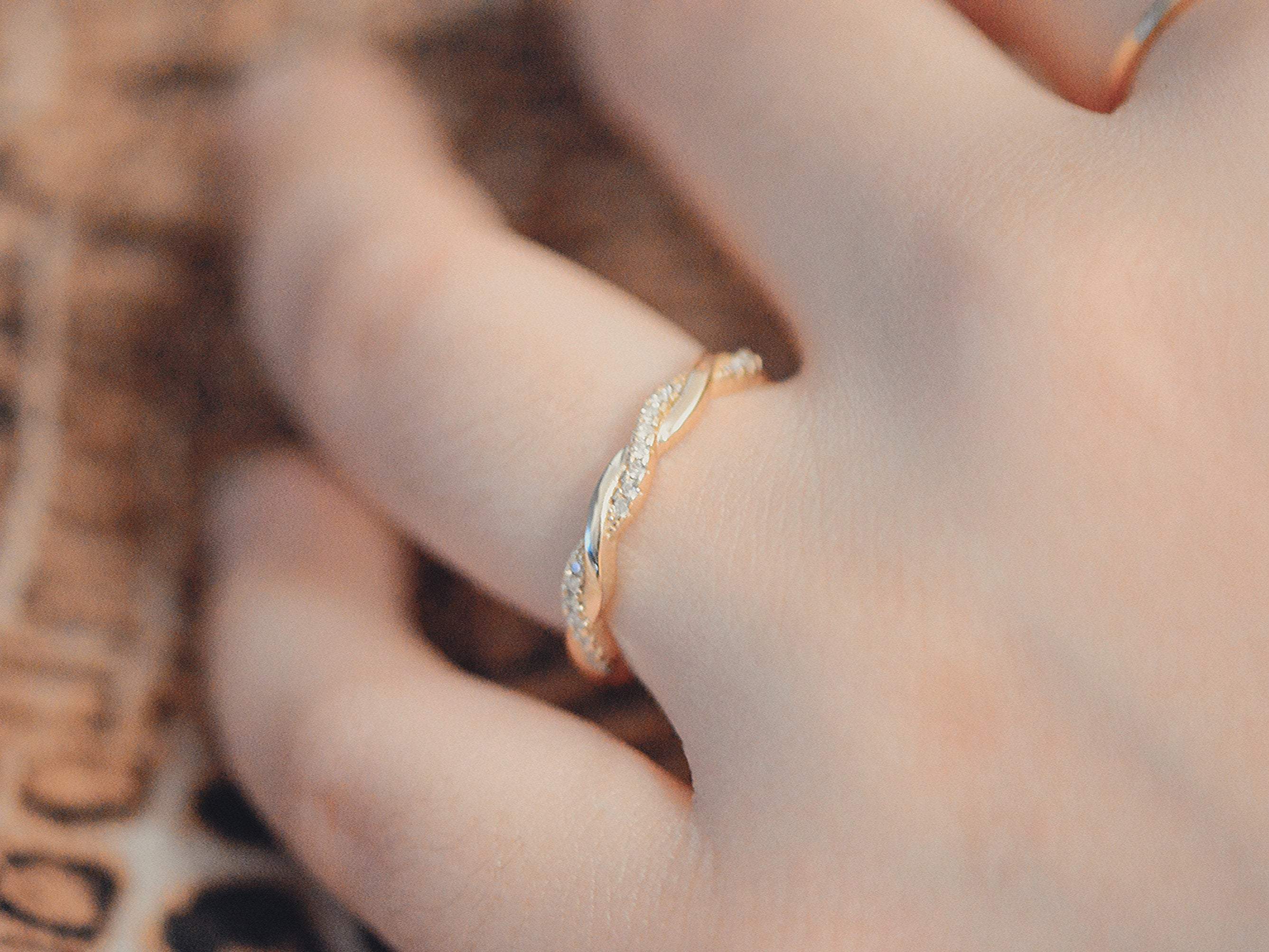 Sterling Silver Twisted Ring, 18K Gold, Twist Ring, Stacking Ring, Weaving Braid Ring, Twist Vine Ring, CZ Ring, Double Twist Ring,Rope Ring LATUKI