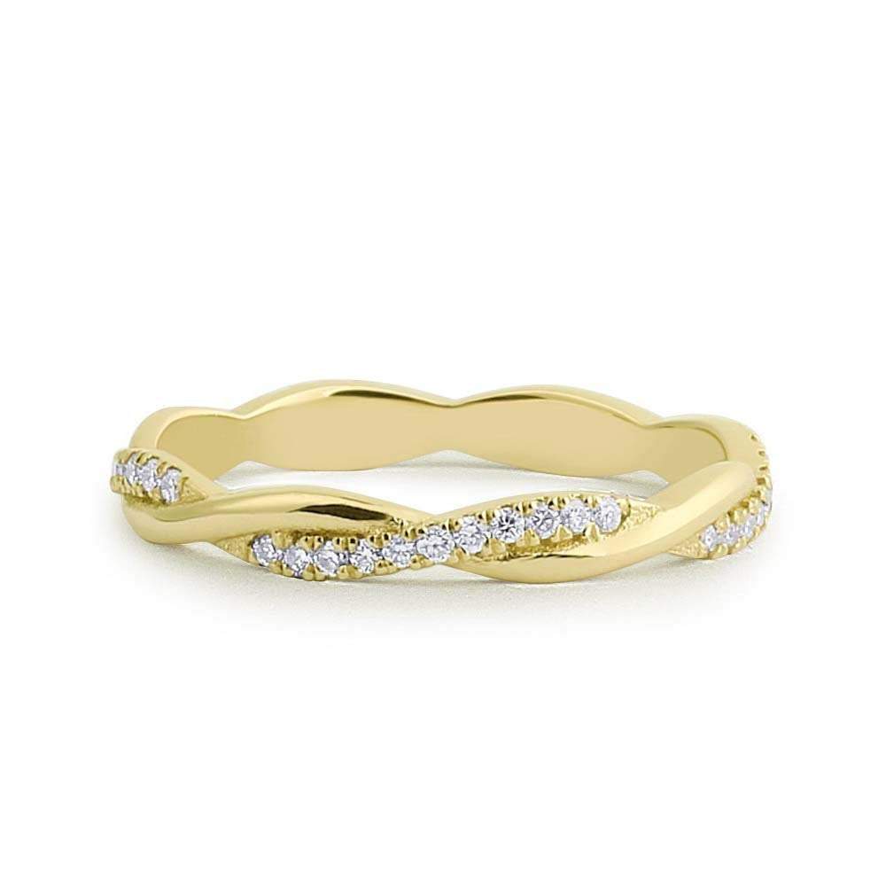 Sterling Silver Twisted Ring, 18K Gold, Twist Ring, Stacking Ring, Weaving Braid Ring, Twist Vine Ring, CZ Ring, Double Twist Ring,Rope Ring LATUKI