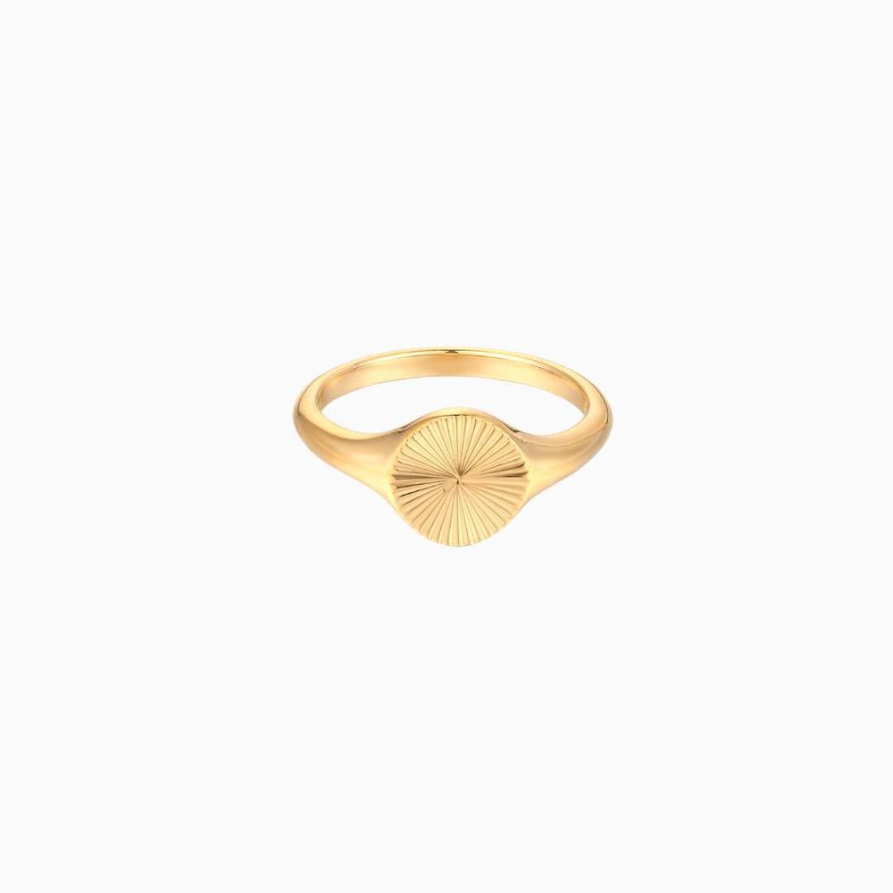 Sunbeam Signet Ring, 18K Gold Signet Ring, Oval Signet Ring, Gold Ring, Round Signet Ring, Statement Ring, GOLD FILLED Ring, Gift for her. LATUKI