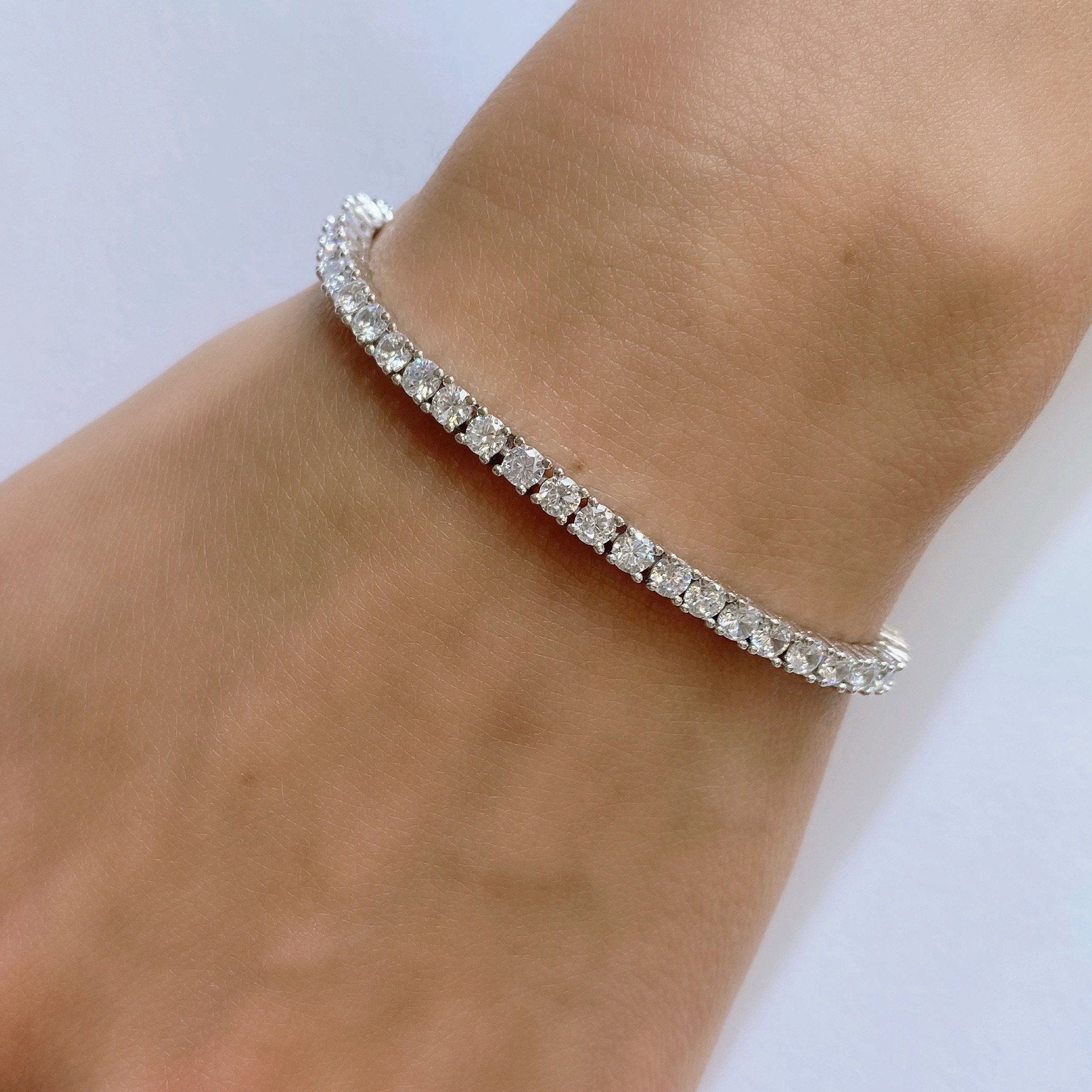 Tennis Bracelet Sterling Silver 925, Premium 3mm CZ Diamonds, Delicate Bracelet, Diamond Bracelet, 18K Gold Plated, Bracelet for Men/Women LATUKI