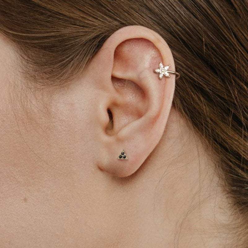 Three CZ Stud Earrings, Minimalist Stud Earrings, Gold Dainty Studs, Tiny Gold Studs, Stud Earrings, Silver Tiny Studs, Small Stud Earring LATUKI