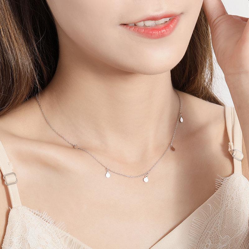 Tiny Disc Choker, Dainty Necklace, Sterling Silver, Layering Necklace, Minimalist Jewelry, Tiny Coins, Little Disc, Coin Layered Necklace LATUKI