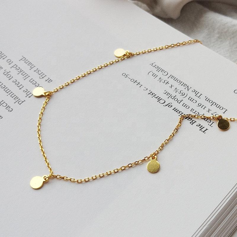 Tiny Disc Choker, Dainty Necklace, Sterling Silver, Layering Necklace, Minimalist Jewelry, Tiny Coins, Little Disc, Coin Layered Necklace LATUKI