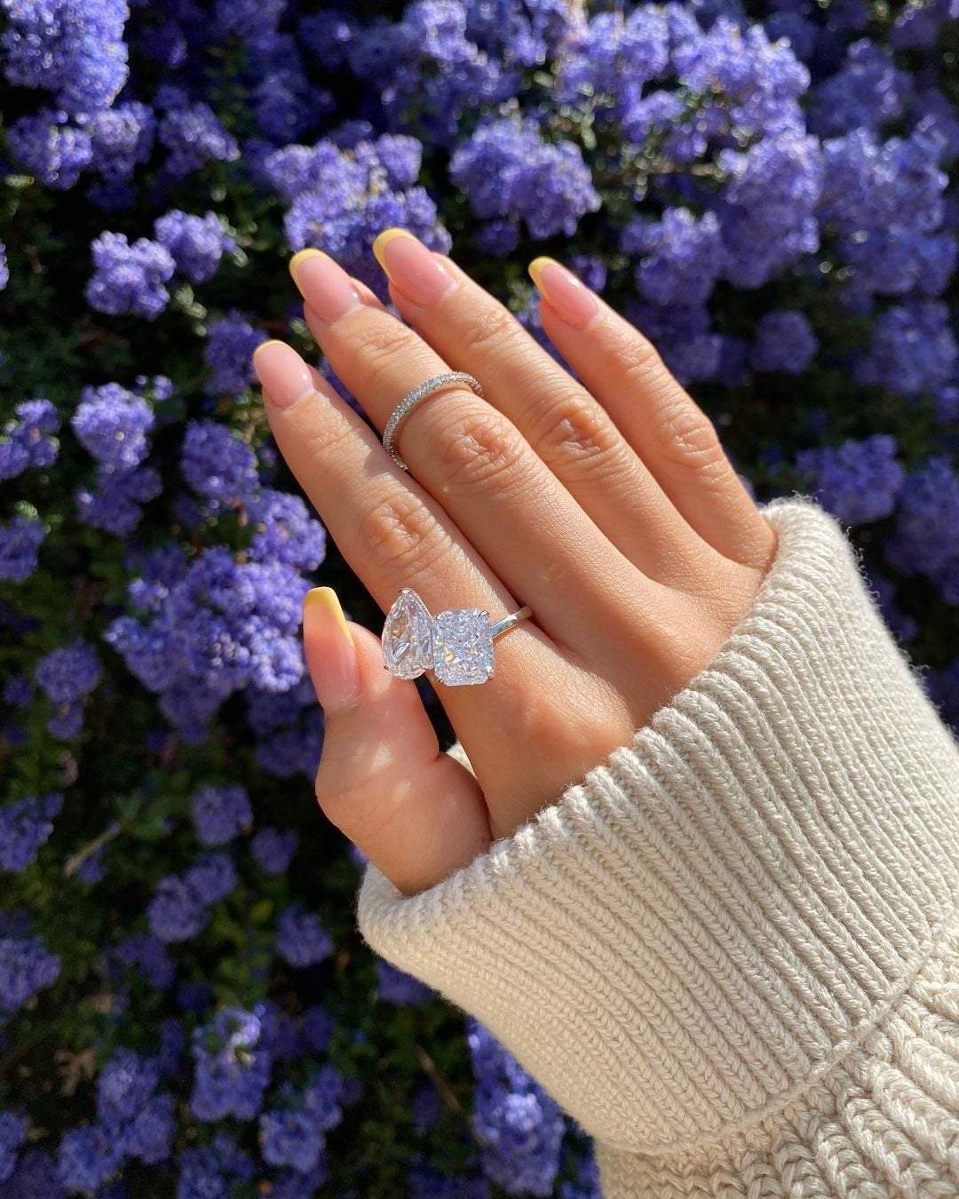 Two Stone Swarovski CZ Ring, Radiant & Pear Cut Ring, Statement Ring, Sterling Silver Ring, Stacking Ring, Promise Ring, Crystal Ring, Gift LATUKI