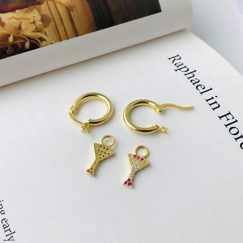 Wine Glass Hoop Earrings, Small Hoop Earrings, Huggie Hoop Earrings, Gold Charm Earring, summer jewellery, LATUKI