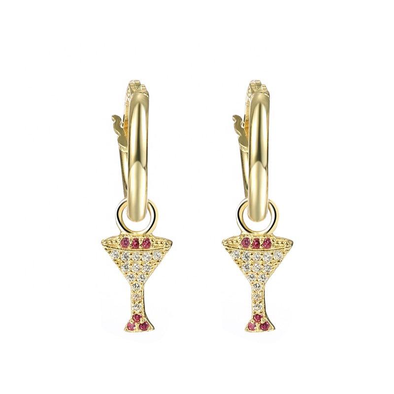 Wine Glass Hoop Earrings, Small Hoop Earrings, Huggie Hoop Earrings, Gold Charm Earring, summer jewellery, LATUKI