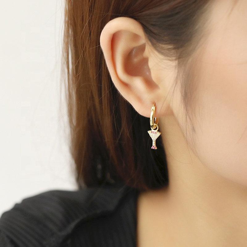 Wine Glass Hoop Earrings, Small Hoop Earrings, Huggie Hoop Earrings, Gold Charm Earring, summer jewellery, LATUKI