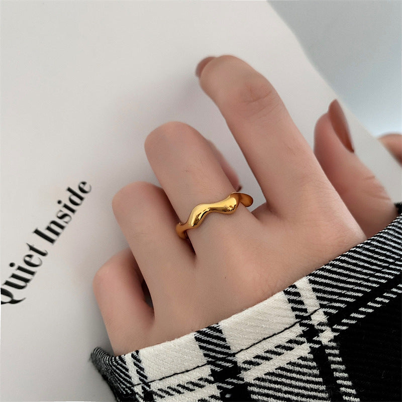 Gold Thick Wave Ring, Ocean Wave Band, Zigzag Ring, Minimalist Ring, Thick Chevron Wave Band, Dainty Waves Ring , wave ring