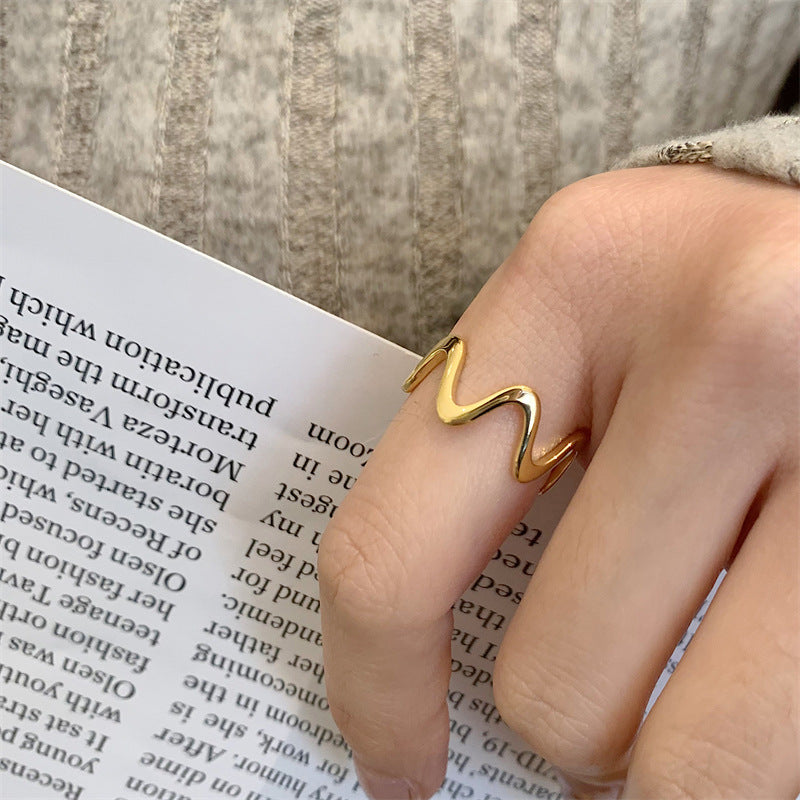 18k Gold Wave Ring, Gold Ring, Dainty Waves Ring, Minimalist Ring, Gold Plated Ring, Thin Wave Ring, Gold Rings For women