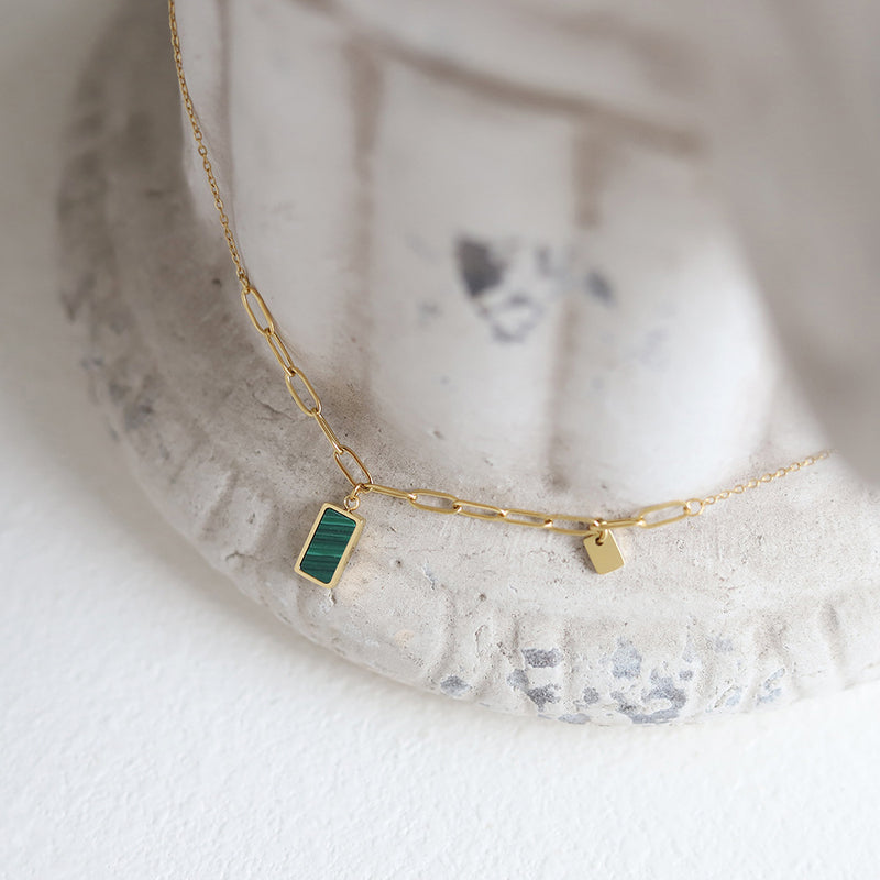 Green Necklace ,18K Gold Birthstone Necklace, Dainty Charm Pendant Necklace, Olive Green stone, Best Gift For her