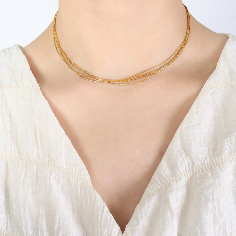 Gold Multi-Layer Necklace, Layered Necklace Set, Minimalist Choker Necklace, Thin  Choker Necklace , best gold layering necklaces