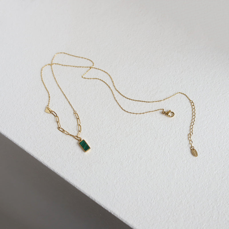 Green Necklace ,18K Gold Birthstone Necklace, Dainty Charm Pendant Necklace, Olive Green stone, Best Gift For her