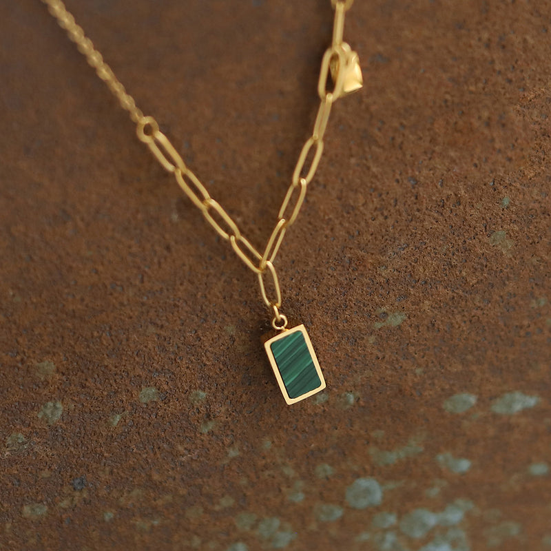 Green Necklace ,18K Gold Birthstone Necklace, Dainty Charm Pendant Necklace, Olive Green stone, Best Gift For her