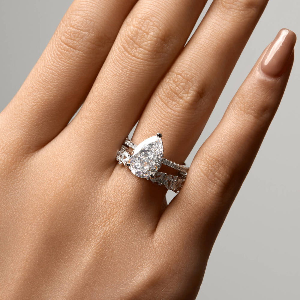 Remi Pear Cut Halo CZ Ring