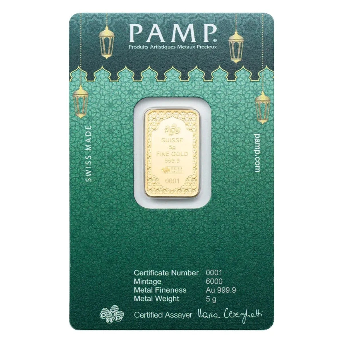 Pamp Suisse Eid Mubarak 5 Gram Gold Bar in Assay