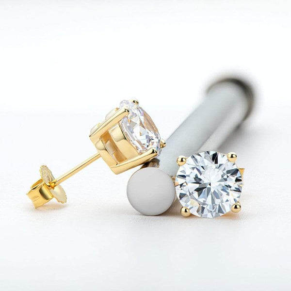1 CT Moissanite Earring Studs,14K Gold Solid Round Cut Moissanite Stud, Sterling Silver Stud Earrings, Moissanite Earring, Bridal Earrings, LATUKI 