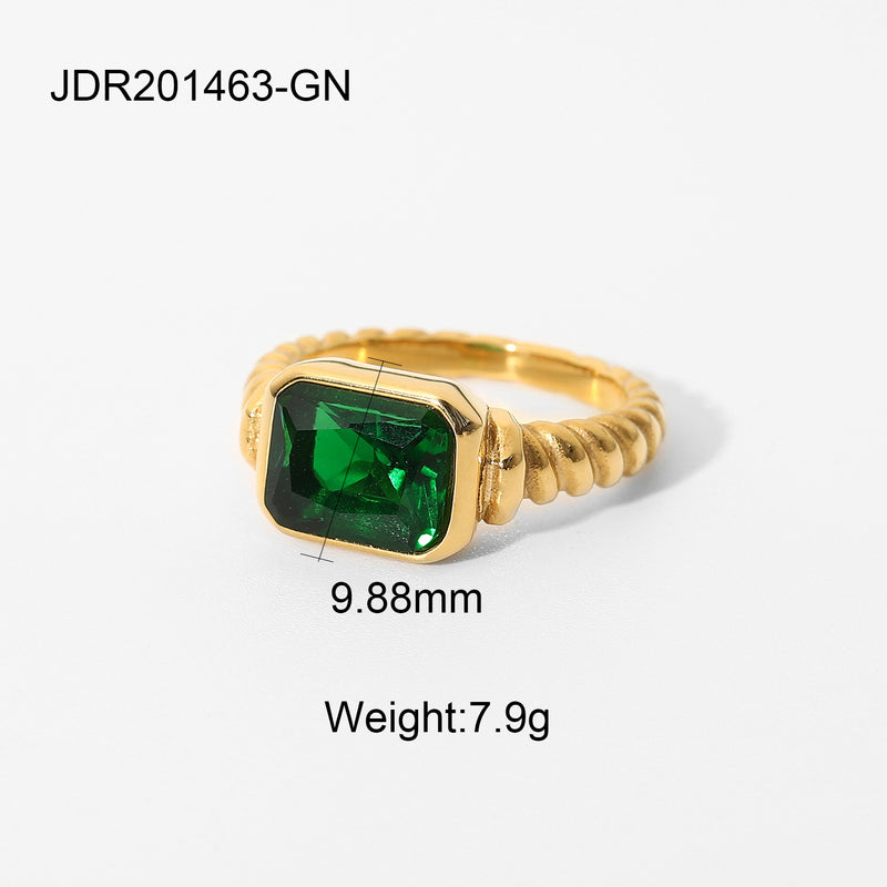 Emerald Croissant Ring-Twisted Emerald Croissant Ring-Emerald Ring