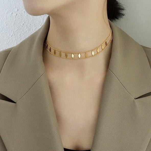 18K GOLD FILLED Choker Collar Necklace, Dainty Choker Necklace, Gold Neck Cuff, Choker Necklace, Minimalist Gold Necklace, Gold Necklace LATUKI 