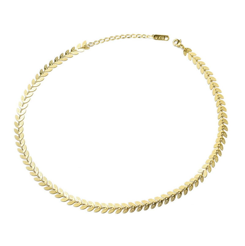18K GOLD FILLED Choker Collar Necklace, Fishbone Chain Necklace, Gold Neck Cuff, Choker Necklace, Minimalist Gold Necklace, Gold Necklace LATUKI 