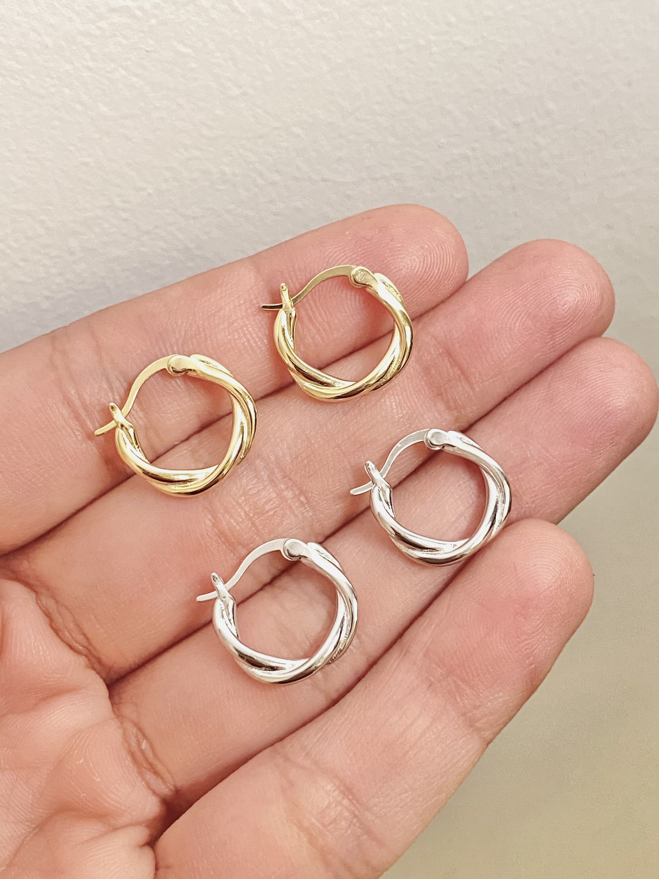 18K GOLD FILLED Earrings, Dainty Hoop Earrings, Minimalist Earrings, Classic Thin Hoops, Sterling Silver Hoops, Classic Earring Gold Hoops LATUKI 