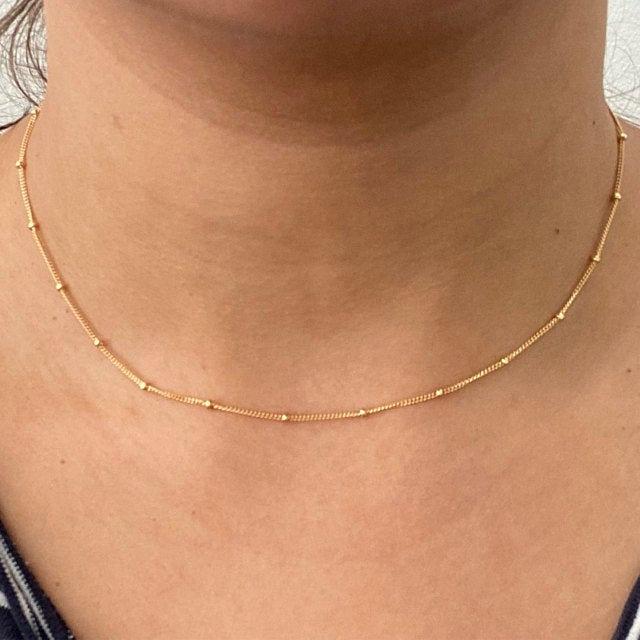 18K Gold Filled Mini Ball necklace, sphere necklace, satellite chain, 18k gold chain necklace, layering necklace, dainty necklace, gift LATUKI 