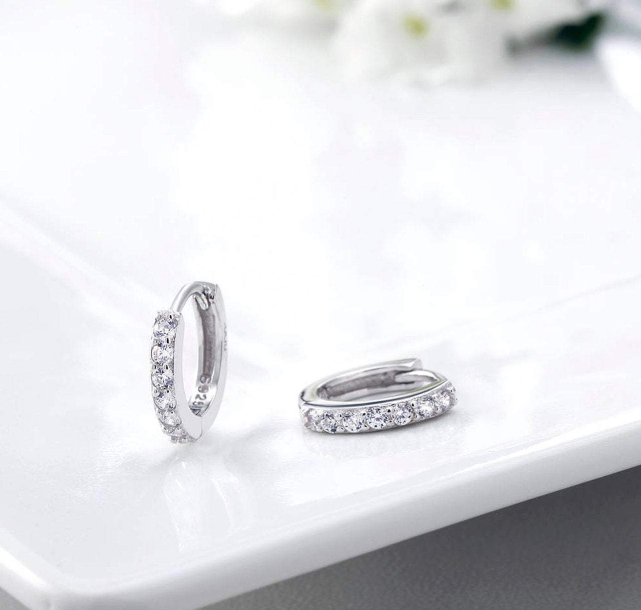 925 Sterling Silver Cz Huggies, Hoop Huggie Earrings For Girls, Silver Huggie Earrings, Huggie Earrings, Silver Earrings, Classic Huggies LATUKI 