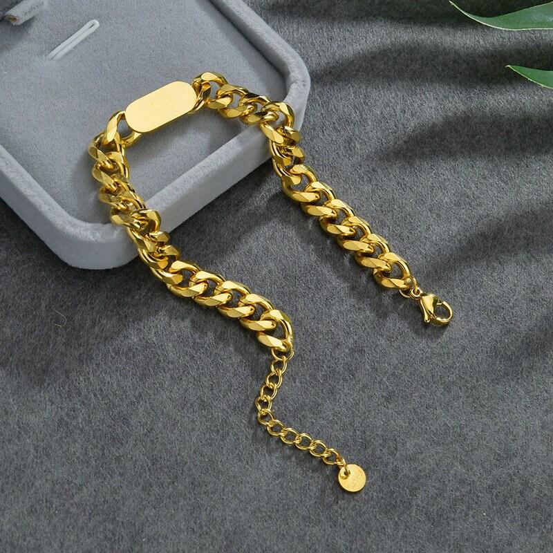 Cuban Chain 18K GOLD FILLED Bracelet, Curb Chain Bracelet, 18K Gold Chain Bracelet, Thick Chain, Chunky Chain Bracelet, Layered Bracelet LATUKI 