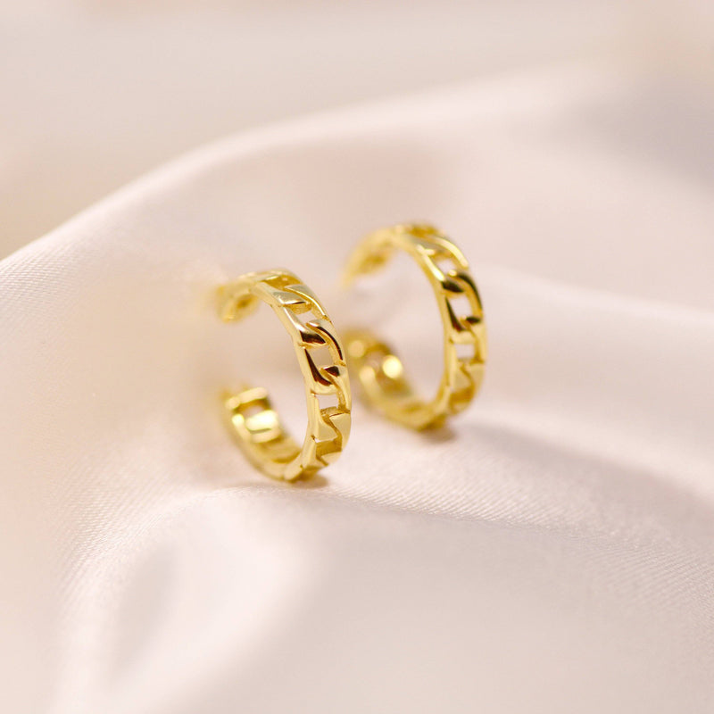 Cuban Chain Hoop Earrings • Small Hoop Earrings • Tiny Hoop Earrings • Huggie Hoop Earrings • Gold Huggie Hoops • Gold hoop Link Hoop • 925 LATUKI 