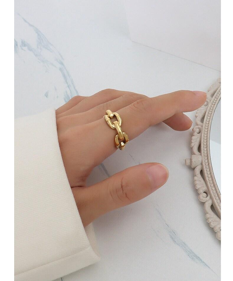 Cuban Chain Ring, 18K Gold Filled Ring, Statement Ring, Gold Ring, Chunky Ring, Bold Ring, Chain Ring, Gift For Her, Silver Link Chain Ring. LATUKI 