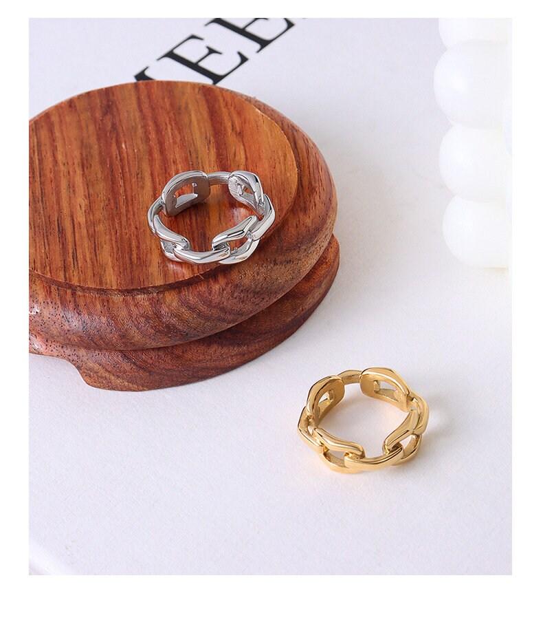 Cuban Chain Ring, 18K Gold Filled Ring, Statement Ring, Gold Ring, Chunky Ring, Bold Ring, Chain Ring, Gift For Her, Silver Link Chain Ring. LATUKI 